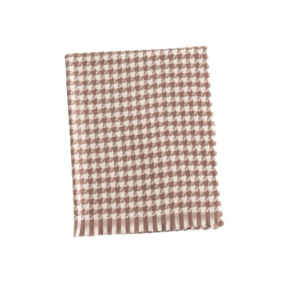 Time And Tru Brown Strip Houndstooth Blanket Wrap - Picture 3 of 10